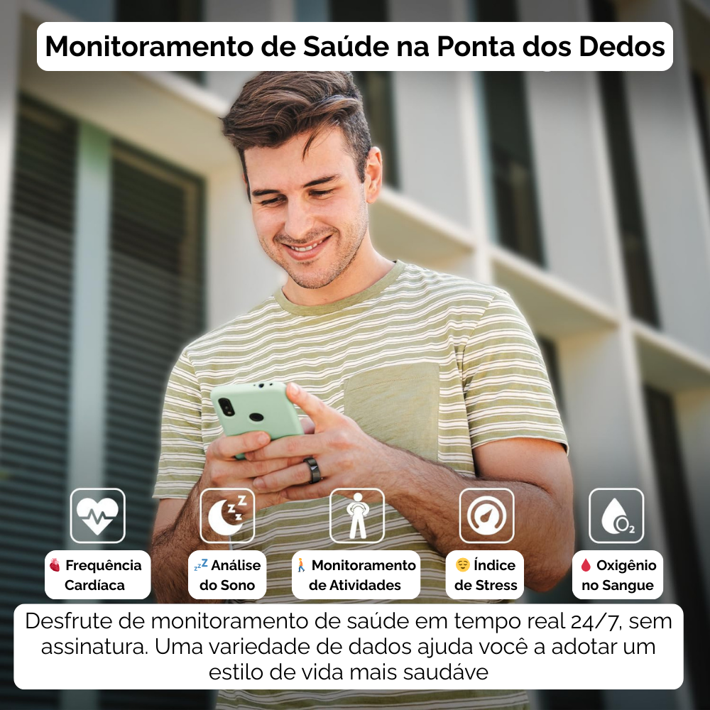 Anel Inteligente Premium – Tecnologia no Seu Dedo
