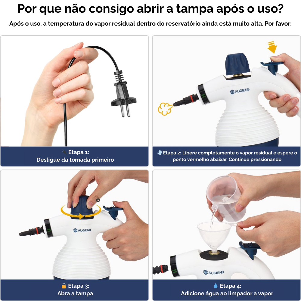 Limpador a Vapor Multifuncional com 9 Acessórios – Remove Gordura, Sujeira e Bactérias