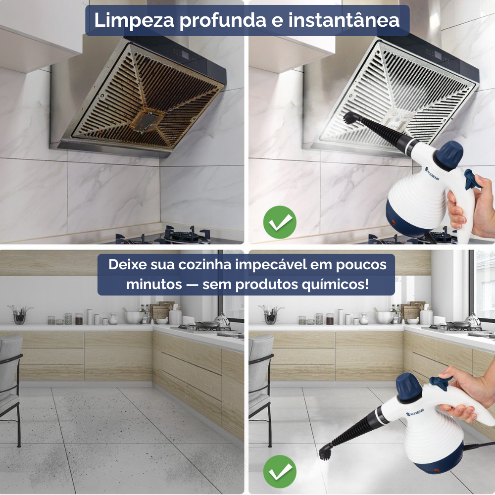 Limpador a Vapor Multifuncional com 9 Acessórios – Remove Gordura, Sujeira e Bactérias